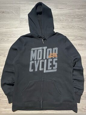 Womens Harley Davidson, zip up hoodie, graphic print sweater large